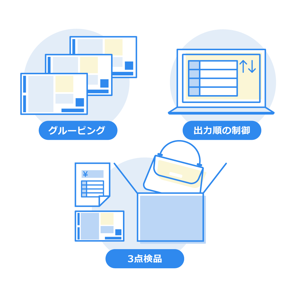 グルーピング・出荷順の制御・3点検品